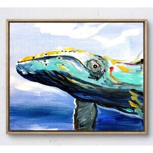 WS original humpback whale painting 14X11 canvas abstract modern wall art